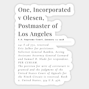 One Inc v Olesen - historic queer supreme court ruling | LGBTQIA+ history Sticker